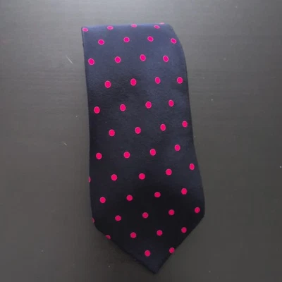 Gravata de seda vintage Gianni Versace Itália azul marinho vermelha bolinhas 63" Espanha feita à mão - Imagem 1 de 4