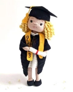 Crochet Pattern copy Graduating girl with removeable clothing 30cm Amigurumi 254 - Picture 1 of 4