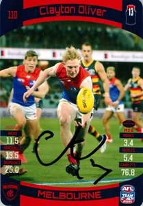 ✺Signed✺ 2021 MELBOURNE DEMONS AFL Premiers Card CLAYTON OLIVER - Picture 1 of 2