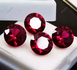 4 PSC Natural Flawless Certified Red Ruby Round Cut Loose Gemstone 9 x 5mm Lot - Picture 1 of 11