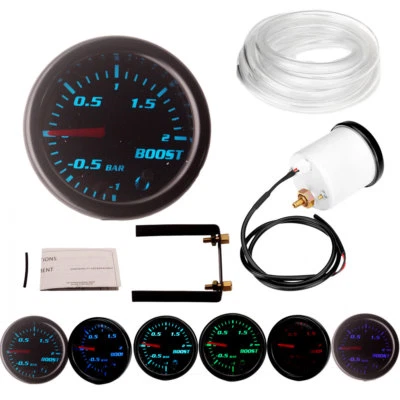 2"/52mm 7 Color LED Car PSI Turbo Boost Gauge Meter Smoke Lens Pointer Universal - Image 1 of 4
