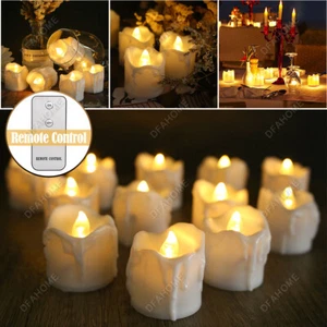 12x Flickering Battery Operated LED Tea Lights Votive Candles w/ Remote Control - Picture 1 of 12