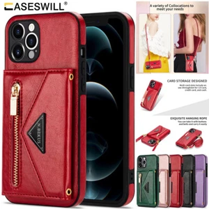 For iPhone 16E 16 15 14 Plus 13 12 Pro Max Leather Card Holder Wallet Case Cover - Picture 1 of 42