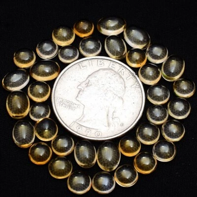 27 Pcs Natural Citrine 6mm-8mm Cabochon Untreated Loose Gemstones Wholesale Lot - Image 1 of 4
