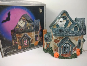 Vintage Halloween Brinn's Ceramic Haunted House Light Nite Lite Box ghost large - Picture 1 of 12