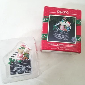 Enesco Christmas Ornament, 3rd "Christmas Together", "LIGHTS...CAMERA...KISSMAS" - Picture 1 of 3