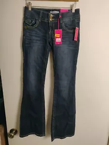 Candie's Flare Womens Jeans Size 0 Blue Stretch Dark Wash Western Cowgirl NWT - Picture 1 of 7