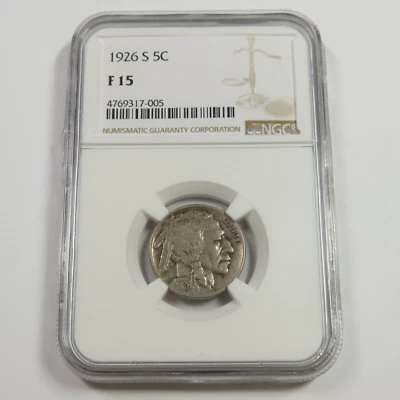 1926 S NGC F15 - Buffalo Nickel 5c US Coin #53898B - Image 1 of 4
