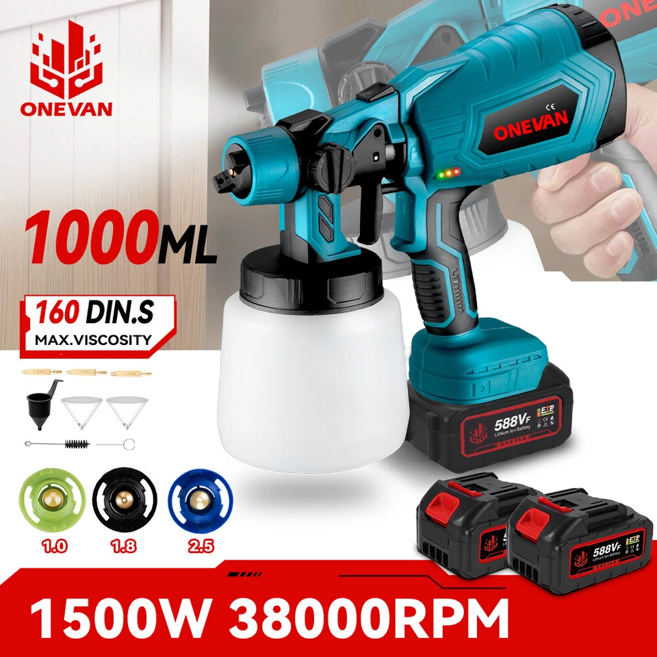 Pistola Elettrica Per Verniciatura a spruzzo 1000ML per 18V Makita Batteria - Immagine 1 di 4