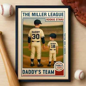 Family League Daddy's Team No. 1 regalo retro de béisbol para papá hombre y niños del día del padre - Imagen 1 de 8