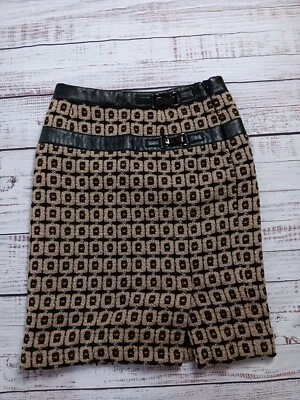 Falda ETCETERA Mujer 4 Marrón/Negro 100% Lana Tejida Midi Forrada  Foto 1 de 4