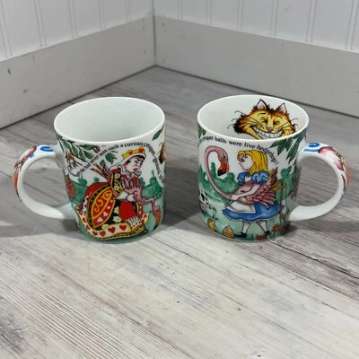 Lot 2 Alice In Wonderland Cafe Ceramic Mugs Tea Coffee Cups Paul Cardew England - Image 1 of 4