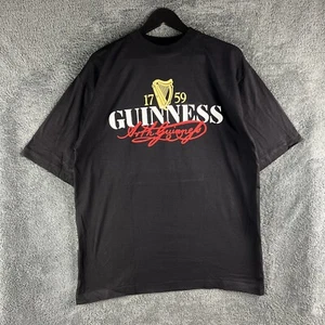 Vintage Guinness T-Shirt Herren XL Schwarz Kurzarm Logo Beer Stout 90er Retro - Bild 1 von 8