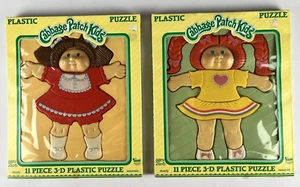(2) Vintage Cabbage Patch Kids 11 Pc. 3-D Plastic Puzzles 1983 ILLCO - Picture 1 of 6