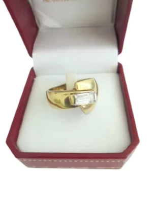 ANELLO ARGENTO DORATO E ZAFFIRO BAND RING sterling 925 gold and sapphire stone - Immagine 1 di 4