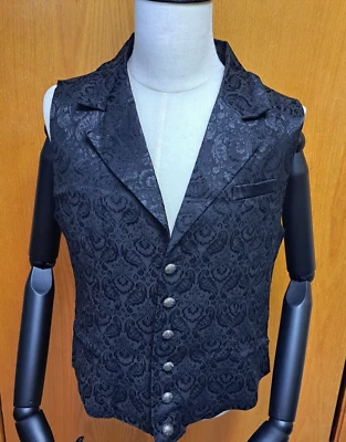 Chaleco Chaleco Jacquard Negro CosPlay Disfraz Vampiro Gótico Steampunk Victoriano Foto 1 de 4