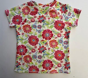 Garnet Hill Kids Top Rash Guard Floral Short Sleeves Nylon Stretch Polyester 12 - Picture 1 of 8