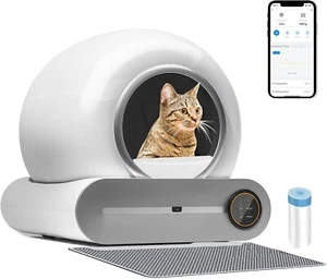 KungFuPet Self-Cleaning Cat Litter Box, Upgraded Automatic, 60L, Smart White Orb - Picture 1 of 10