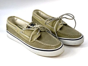 Sperry Women's Size 5M Top Sider Canvas Boat Shoe - Oyster/Khaki - Picture 1 of 18