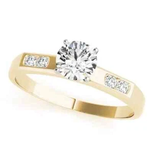 0.60 Ct Round Cut Lab Created Diamond Engagement Ring 14K Multi-Tone Gold - Picture 1 of 5