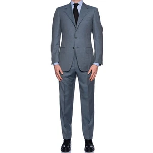 SARTORIA CASTANGIA Handmade Gray-Blue Wool Suit EU 48 NEW US 38 - Picture 1 of 12