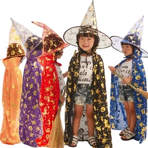 Disfraces de Halloween para niños capa brillante de bruja capa y sombrero/bruja escoba accesorios  - Imagen 1 de 14