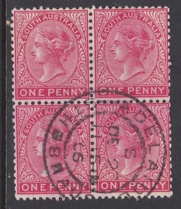 1905-11 QUEEN VICTORIA 1d BLOCK 4 STATE PRE-DECIMAL STAMPS CDS ADELAIDE VFU #11 - Picture 1 of 1