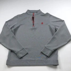 FootJoy Small Golf 1/4 Zip Mock Neck Pullover Long Sleeve LOGO Gray White MINT - Picture 1 of 8