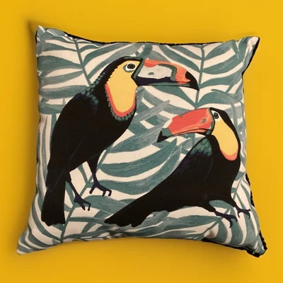 Allen & Roth Toucan/Bird Print Square Pillow/16.5 x 16.5 - Image 1 of 2