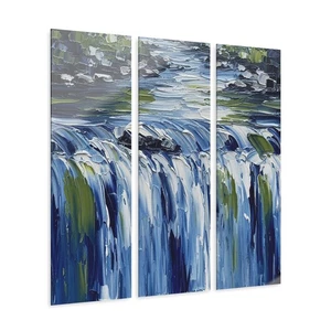 Eternal Flow: Abstract River Triptych Acrylic Panels of Cascading Motion & Light - Picture 1 of 6