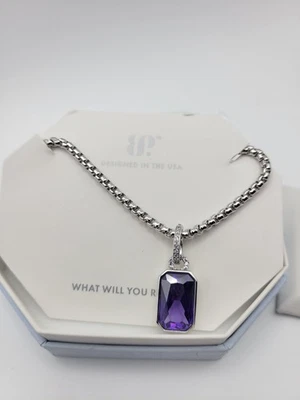 Bomb Party Necklace “A Statement Of Many” NK32650 Purple Topaz CZ Rhodium - Image 1 of 2