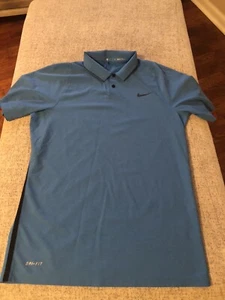 Nike Tiger Woods Velocity Max Woven Snap Polo Shirt Blue Men's Sz S 726199 - Picture 1 of 7