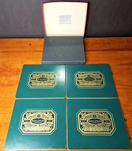 Vintage 1970s Set of 4 Bollinger Champagne Label Placemats Felt Back Origin. Box - Picture 1 of 24