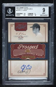 2011 Playoff Prime Cuts Prospect Signatures /299 CJ Cron #CCR BGS 9 MINT Auto