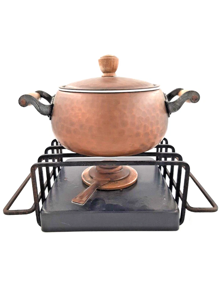 Spring Fondue Rechaud und Topf Set Switzerland Kupfer Vintage Mid Century ✅ - Bild 1 von 4