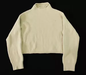 Bershka Women's Long Sleeve High Neck Fuzzy Sweater AN3 Sand Small NWT - Picture 1 of 3