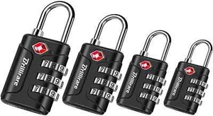 4 Pack TSA Approved Luggage Locks, Combination Travel Padlock, 3-Digit Waterproo - Picture 1 of 5