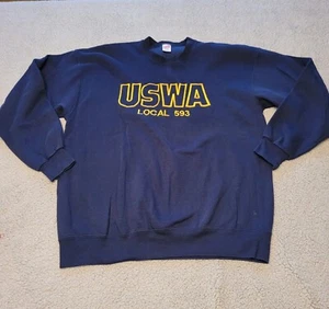 Vintage Soffe Sweats Sweatshirt Adult Extra Large Navy Blue USWA Local 593 USA - Picture 1 of 9
