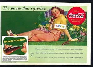 COCA COLA COMPANY 1941 GARDNER PAUSE THAT REFRESHES YOU TASTE ITS QUALITY AD - Picture 1 of 1
