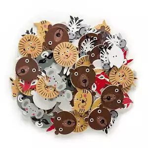 Wooden Buttons Animal Theme for Sewing Scrapbooking Handmade Crafts Decor 30pcs - Picture 1 of 11