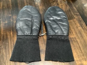 Vintage Italian Molinari Mittens 100% Wool/Leather Women’s Size M Black Gloves - Picture 1 of 24
