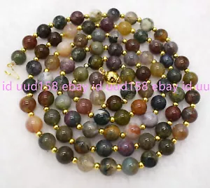 Collar de piedras preciosas con cuentas redondas de ónix ágata multicolor de 8 mm India 16-48 pulgadas - Imagen 1 de 12