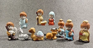 Vintage HOMCO Children Nativity Christmas Porcelain Set 11 Pieces - Picture 1 of 21
