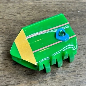 NEW ✏️ Piper k Green Colored Pencil Hair Clip, Blue heart and rhinestone center - Picture 1 of 2