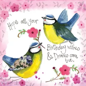 ALEX CLARK HAPPY BIRTHDAY SUNSHINE BLUE TIT GARDEN BIRDS FOILED CARD (S370)  - Picture 1 of 1