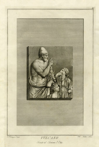 Antique Print-SCULPTURE-CLASSICAL-VULCANUS-OSTIA-Rocheggiani-Mochetti-ca. 1780