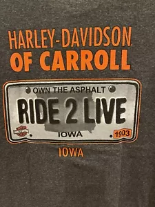 HARLEY DAVIDSON Ride To Live Carroll Iowa T-shirt Adult Medium Heather Gray DS - Picture 1 of 6