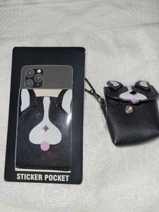 Set Ear Pod Case & Handy Aufkleber Tasche Schwarz & Weiß Hund - Bild 1 von 6
