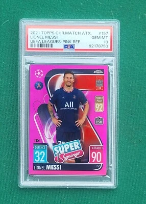 Lionel Messi 103/199 Topps #157 Chr.match Atx UEFA Leagues-pink Ref Psa 10  - Image 1 of 2