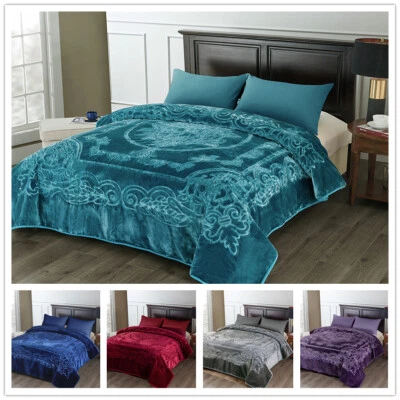 King Luxury Heavy Thick Plush Mink Blanket Fuzzy Soft Winter Warm Blanket 85x95"